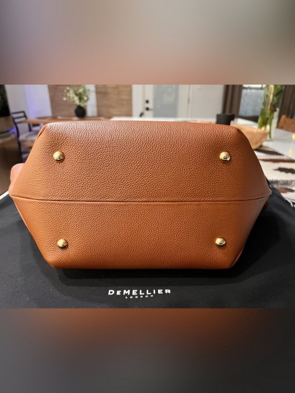 DeMellier London Cognac Leather Wing Satchel Midi Tote - Picture 6 of 7